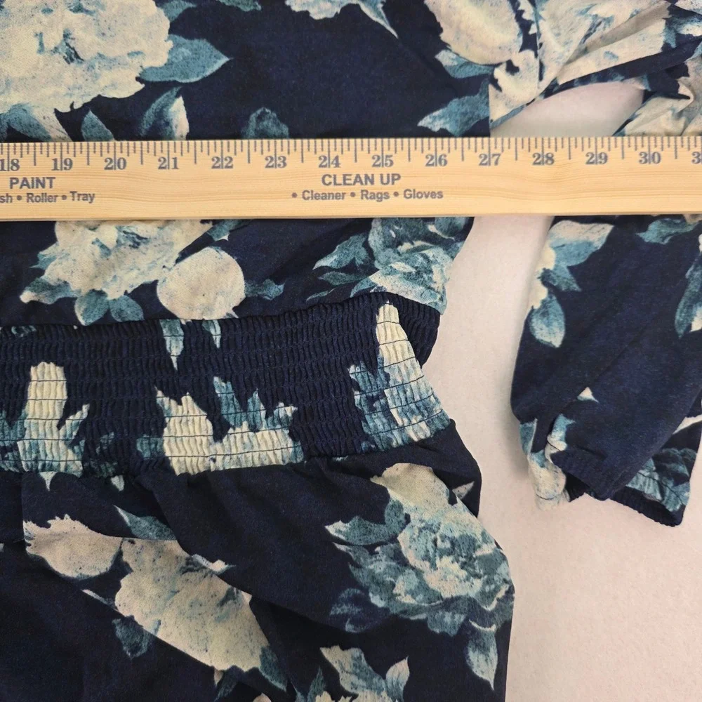LuLaRoe Women 3XL Evelyn Dress Navy Blue Floral Smocked Waist Tiered Midi NEW - Picture 5 of 9